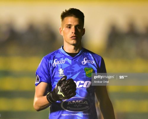 BUENOS AIRES, ARGENTINA - JULY 18: Lucio Chiappero of Defensa y Justicia looks on during a second stage match between Defensa y Justicia and El Nacional as part of Copa CONMEBOL Sudamericana 2018 at Norberto Tomaghello Stadium on July 18, 2018 in Buenos Aires, Argentina. (Photo by Amilcar Orfali/Getty Images)